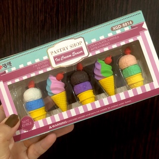 (พร้อมส่ง) ยางลบไอศครีม ยางลบแฟนซี ยางลบขนมหวาน (5ชิ้น)