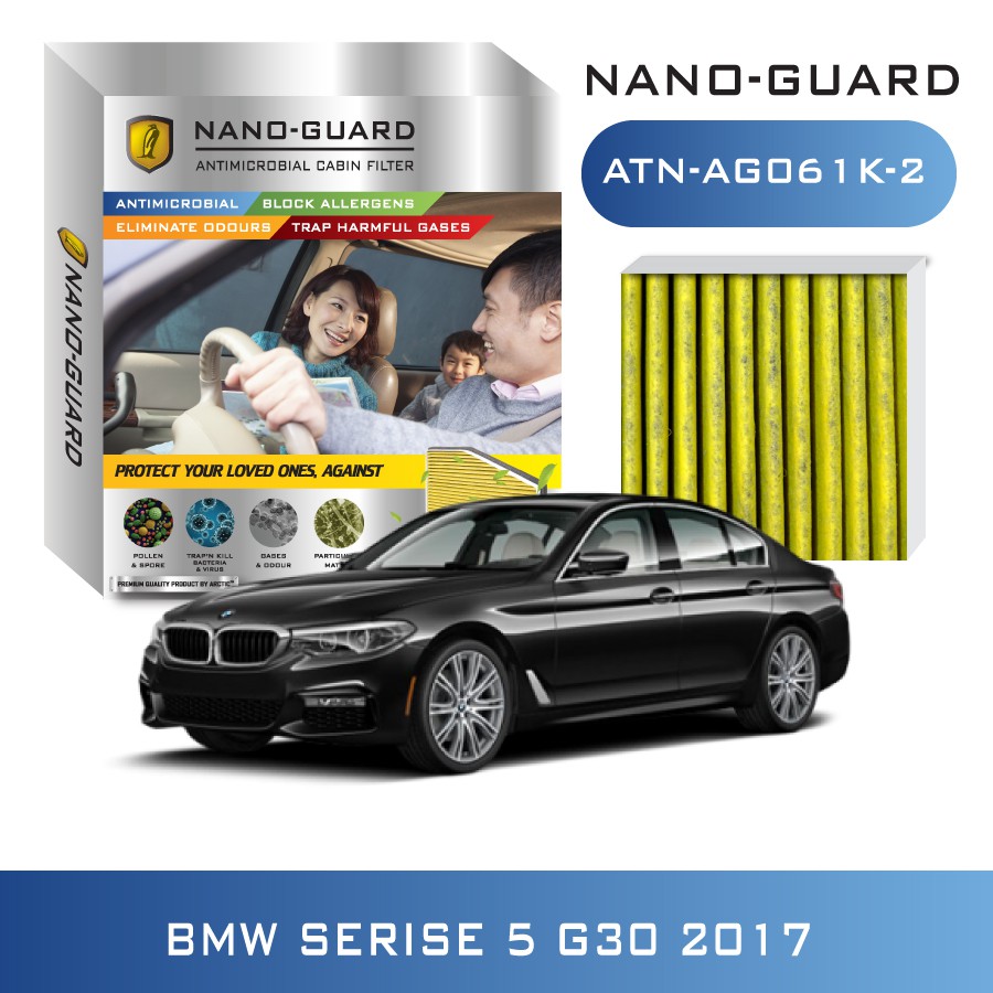 กรองแอร์ ARCTIC สำหรับ BMW Series5 (G30) ATN-AG061K-2 รุ่น Nano-Guard (ฆ่าเชื้อโรค + ดูดกลิ่นเหม็น +