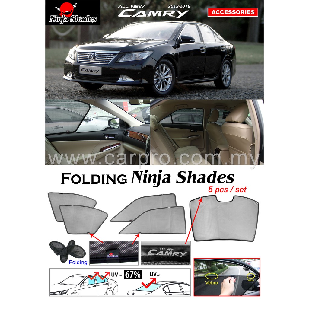 Toyota Camry XV50 2012 - 2018 Magnetic Ninja Shades Sunshade (5 ชิ้น)
