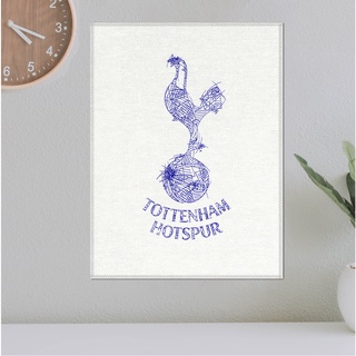 โปสเตอร์ ผ้าแคนวาส ตราสโมสร Tottenham Hotspur ทอตนัมฮอตสเปอร์ ลายเส้นปากกาหมึกน้ำเงิน ภาพวาดสเก็ตช์