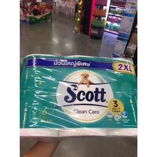 แพ็ค6 สุดคุ้ม! SCOTT CLEAN CARE 2XL (ปริมานสุทธิ 6 ม้วน) สก๊อตต์ คลีนแคร์ 2XL ม้วนใหญ่พิเศษ กระดาษชำระ