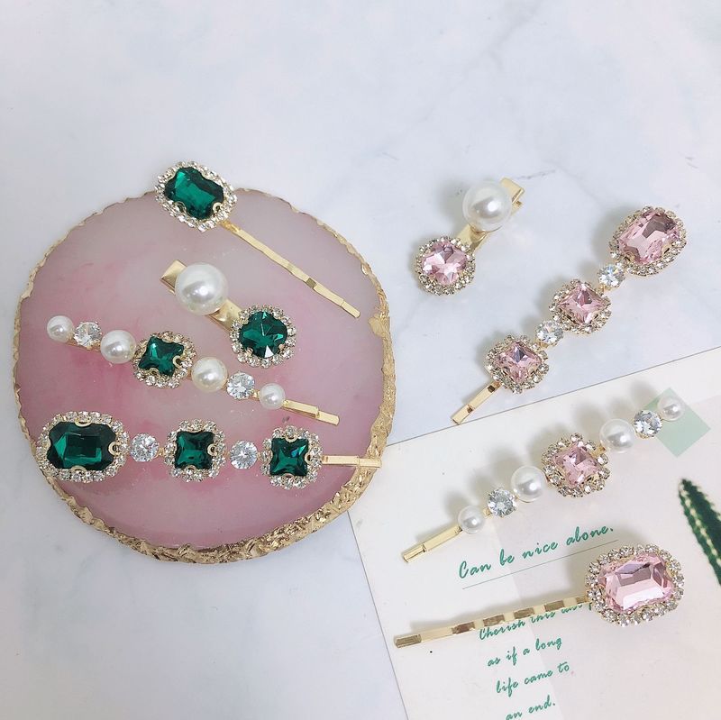 ชุดกิ๊บติดผม Rhinestone ย้อนยุคสีมรกตที่เรียบง่ายและสวยงาม, คลิปหนีบผมด้านข้างที่หักด้วยแสงหรูหราทั้งหมด, คลิปด้านบน, คลิปคำเดียว