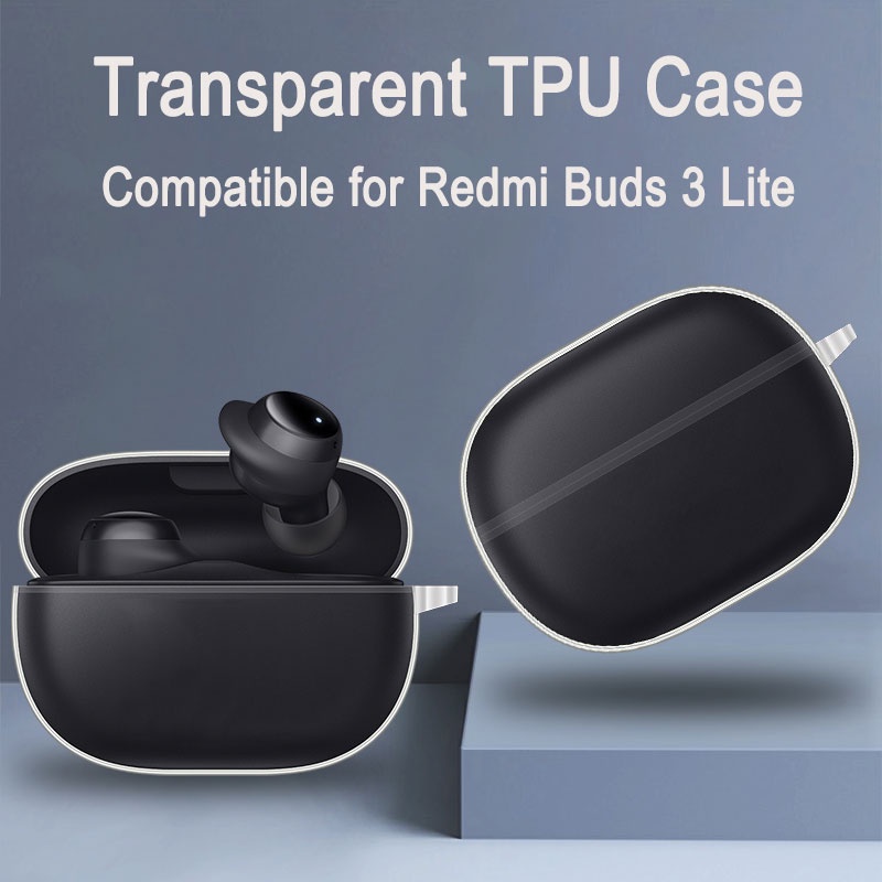 กรณีTPUโปร่งใสเข้ากันได้สําหรับRedmi Buds 3 Liteหูฟังเปลือกล้างทําความสะอาดได้ฝาครอบป้องกันน้ําหนักเ