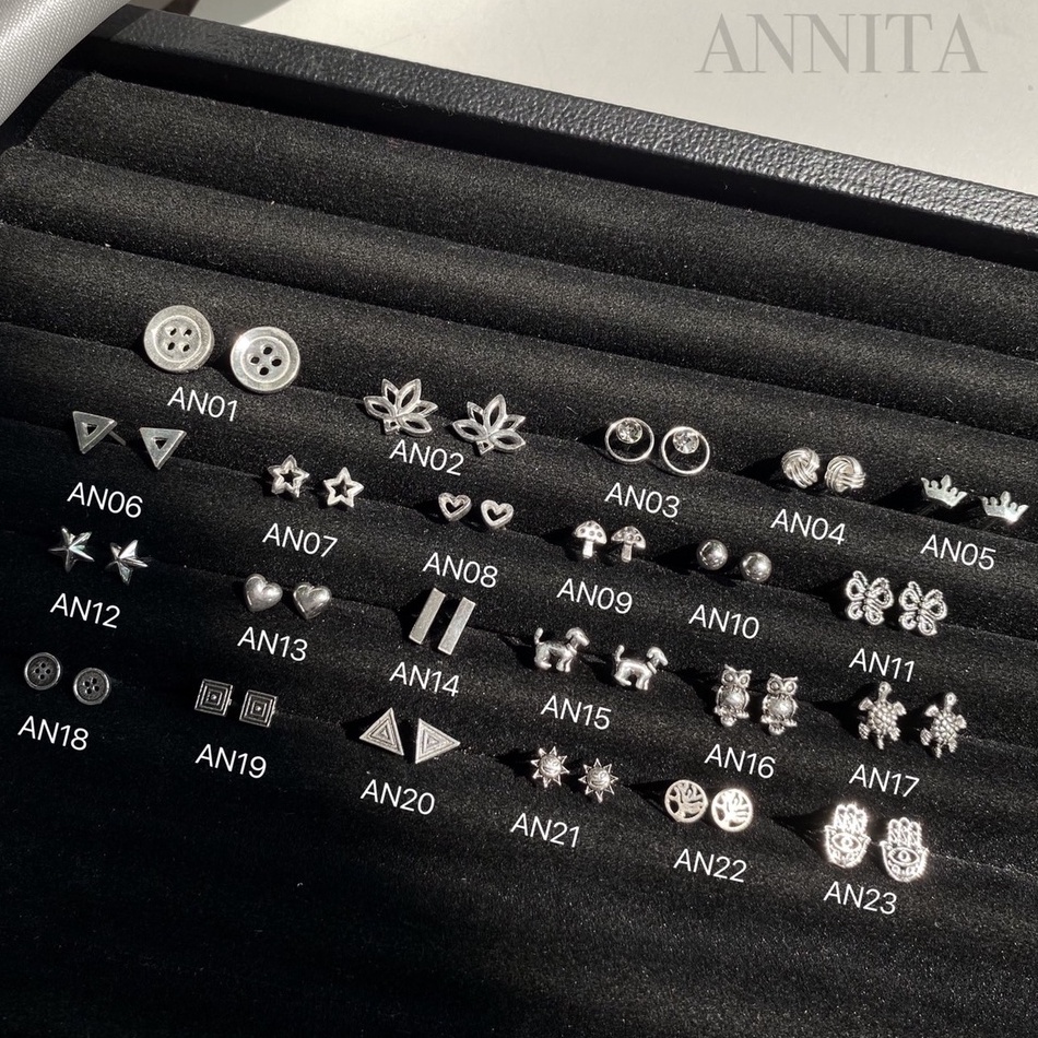 annita.silver - gem stud silver earring 3 mm /ต่างหูเงินแท้925 ไม่แพ้ไม่คันเหมาะกับคนแพ้ง่าย