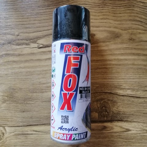 สีสเปรย์ สีดำเงา (BLACK)ยี่ห้อ BOSNY REDFOX พ่นได้เกือบทุกสภาพผิว ขนาดบรรจุ270กรัม