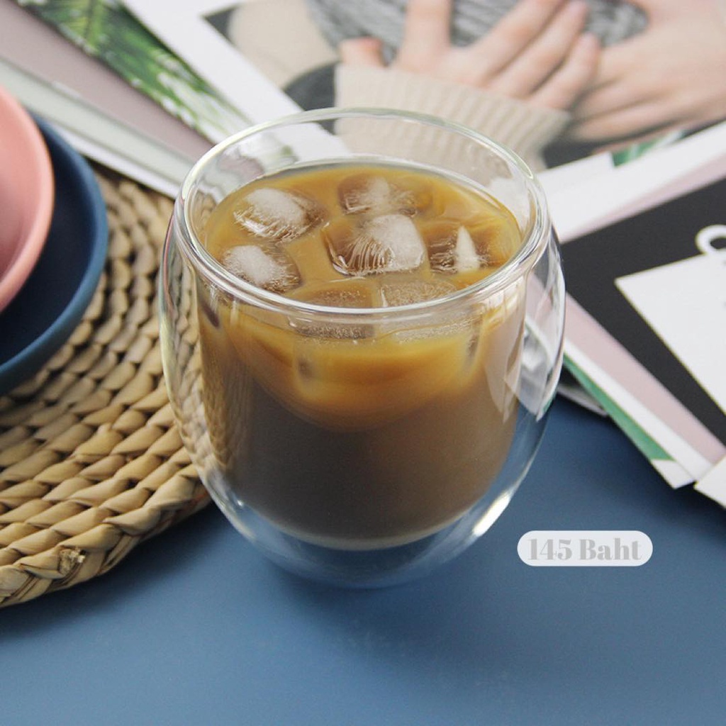 พร้อมส่ง ✨แก้ว 𝚍𝚘𝚞𝚋𝚕𝚎 เป็นแก้วสองชั้น ถึงจะดูเรียบๆแต่ความคูลให้ 10/10 ไม่หักค้าา 😉 - รูปที่ 3