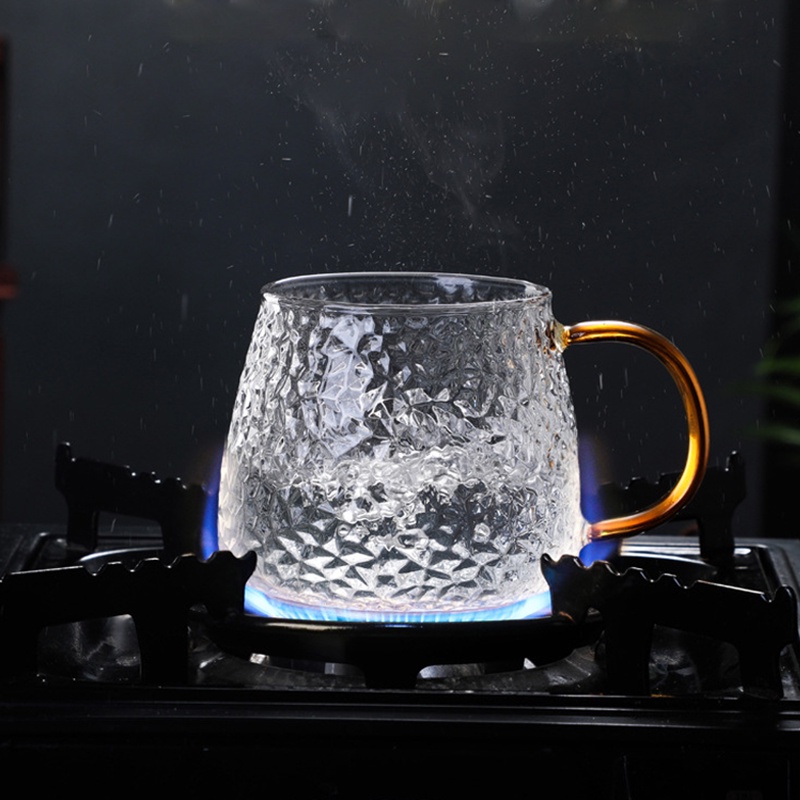   ICE COFFEE แก้วน้ำ มีหูจับ สไตล์ญี่ปุ่น ขนาด 400 มล. ทนความร้อน รูปแบบศิลปะ วัสดุแก้วคุณภาพสูง ทนต่ออุณหภูมิสูง