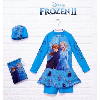 💯👧..ชุดว่ายน้ำเด็กหญิง ลาย Frozen ดิสนีย์ XS อายุ 2-5 ขวบ น้องน้ำหนักไม่เกิน 12-15 โล..ผ้ากัน UV, งานลิขสิทธิ์แท้..😊