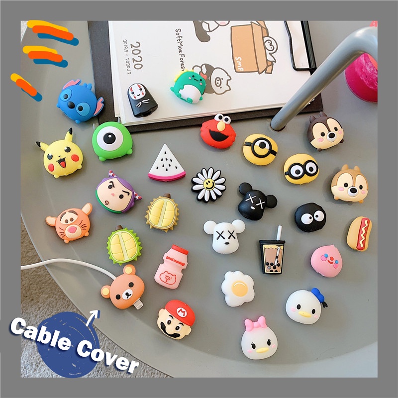 ตัวถนอมสายชาร์จ USB ลายการ์ตูนน่ารัก อุปกรณ์เสริม สําหรับ iPhone
