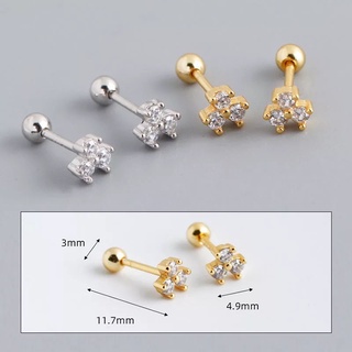 earring.minimal จิวหูดอกโคลเวอร์ เพชรมินิมอล จิวหูเพชร ก้าน 1.2 ใส่รูปกติได้ งานสแตนเลสแท้ ใส่อาบน้ำได้ไม่เป็นสนิม