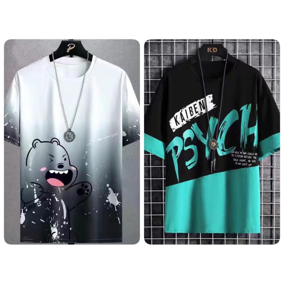 เสื้อยืดคอกลมแขนสั้น3ส่วน เสื้อยืดoversize