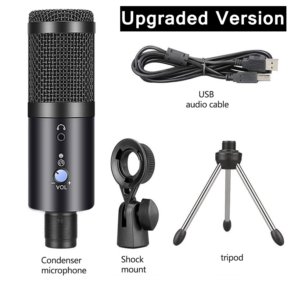 BProfessional Condenser Microphone PC Studio USB Microphone for Computer Gaming Streaming Video