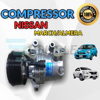 คอมแอร์ นิสสัน มาร์ช (TFF) คอมเพลสเซอร์ Nissan march คอมแอร์ นิสสัน อัลเมร่า compressure Nissan Almera คอมแอร์ MARCH