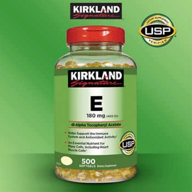 EXP 08/22 อาหารเสริม​ Kirkland Vitamin E 500 Softgels