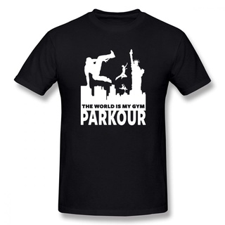 เสื้อยืดผ้าฝ้ายพิมพ์ลายขายดี เสื้อยืดแขนสั้นลําลอง พิมพ์ลาย Parkour Freerunning The World สไตล์ฮิปฮอป แฟชั่นสําหรับผู้ชา