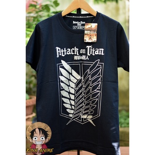 Attack On Titans DAT-002 สีดำและกรม เสื้อยืดการ์ตูนลิขสิทธิ์แท้