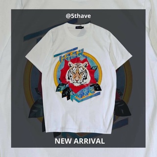 tshirtเสื้อยืดคอกลมฤดูร้อน5THYORK เสื้อยืดลายสกรีน Tiger Rose (สีขาว)Sto4XL