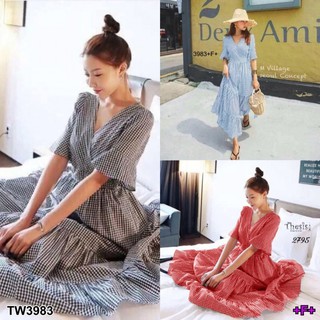 (3983) Maxi Dress เดรสลายสก็อตยาว