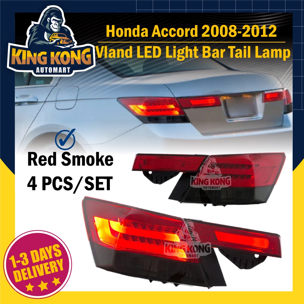 Vland Honda Accord 2008-2012 ไฟท้าย Led + Light Bar (RED/SMOKE)