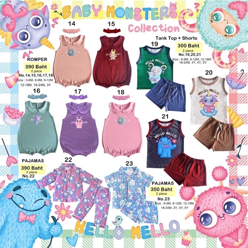 Hello Mello “Baby monsters collection” สีแดง size 6-9 M