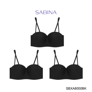 Sabina ซาบีน่า เสื้อชั้นใน (Set 3 ชิ้น) มีโครง BODY BRA THE SERIES (เกาะอก) รุ่น Doomm Doomm รหัส SBXA8000BK สีดำ