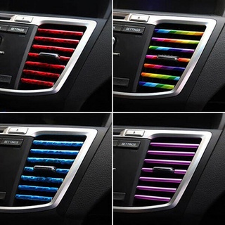 [Magnesium] Car air outlet bright strip 10 ชิ้นอุปกรณ์เสริมในรถยนต์อัตโนมัติที่มีสีสันเครื่องปรับอากาศเต้าเสียบอากาศแถบตกแต่ง