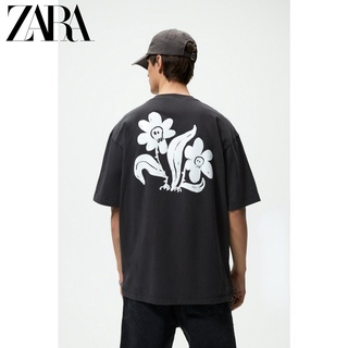 Zara เสื้อยืดคอกลม แขนสั้น ผ้าฝ้าย สําหรับผู้ชาย