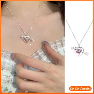 COCOJEWELRY ต่างหูโซ่ รูปลูกศร กามเทพ สีชมพู สไตล์เกาหลี สําหรับผู้หญิง