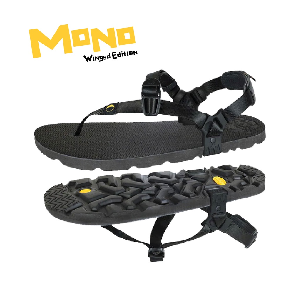 LUNA SANDALS MONO | WINGED - Black รองเท้าแตะหนีบวิ่ง/เดินถนน