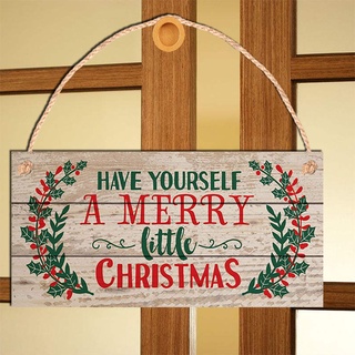 [ Christmas Wooden Door แขวนประตูหัตถกรรมสําหรับตกแต่งบ้านห้องนั่งเล่นห้องนอนปีใหม่