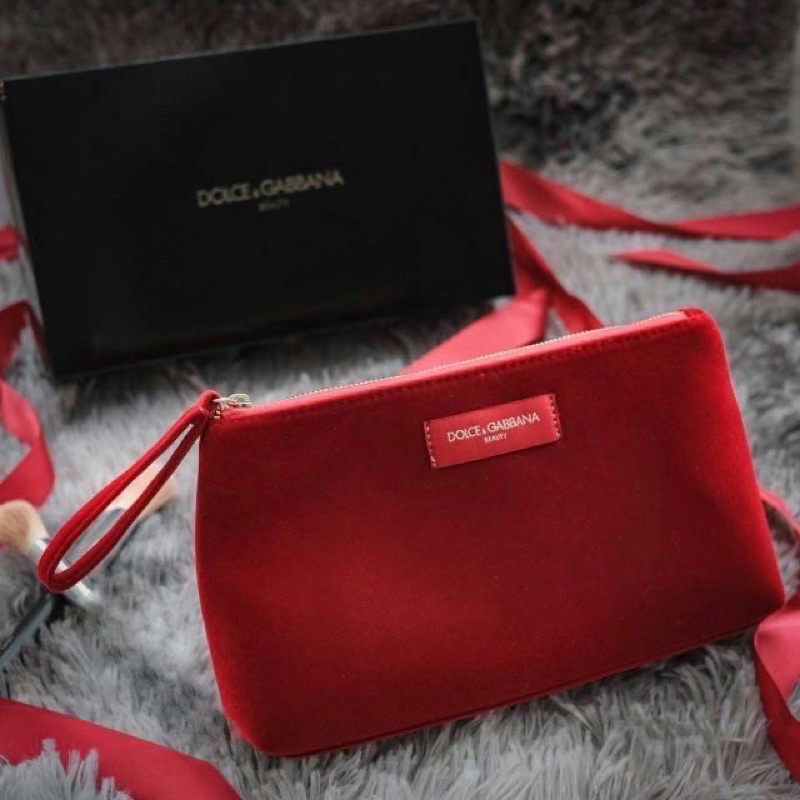 Dolce & Gabbana Women's Red Velvet Makeup Pouch Cosmetic Bag Clutch Case  NIB ? กระเป๋าเครื่องสำอาง | Shopee Thailand