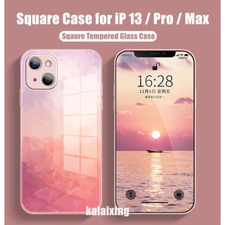 WaterColor Tempered Glass Case เคส for iPhone 13 Pro Max 12Pro 12Mini Cover