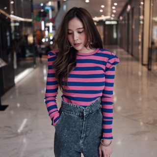 เสื้อแขนยาวผ้าร่องสไตล์เกาหลี(ส่งฟรี)