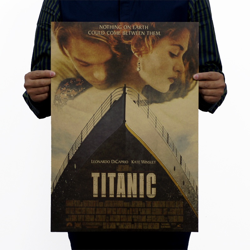 โปสเตอร์กระดาษคราฟต์ ลายภาพยนตร์ไททานิค สไตล์คลาสสิกและย้อนยุค สำหรับตกแต่งผนังบาร์ คาเฟ่ บ้าน ขนาด 50.5x35 ซม.