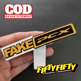 สติกเกอร์ พิมพ์ลาย FAKE PCX เคลือบเงา กันน้ํา สําหรับติดตกแต่งหมวกกันน็อค รถจักรยานยนต์ รถยนต์