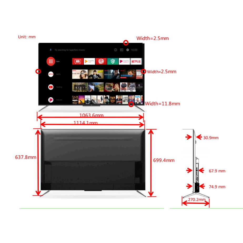 Tcl 50 4k Qled Android 9 0 Tv 50c715 Fullscreendesign Netflix Youtube Line Tv Wifi 2 4 5 Ghz ค ณภาพส ง