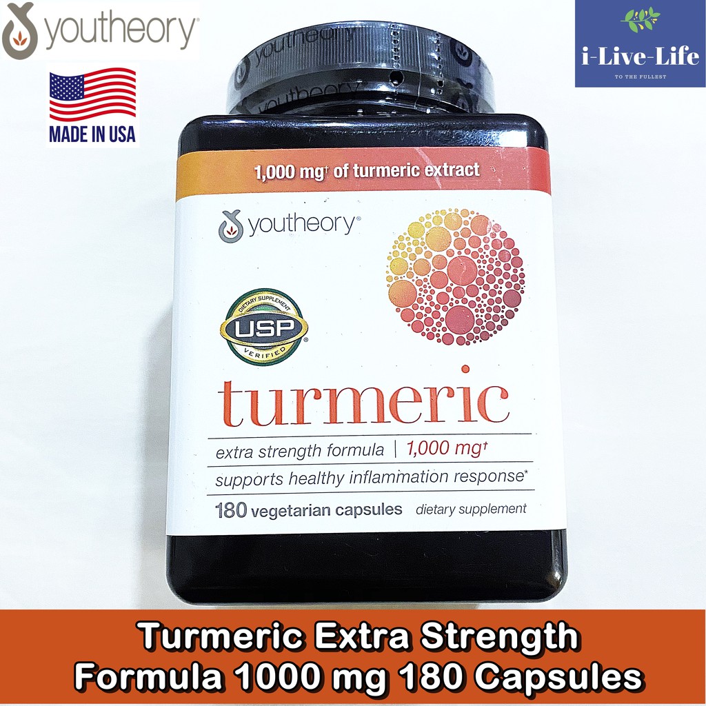 ขมิ้นชันสกัด Turmeric Extra Strength Formula 1000 mg 180 Capsules - Youtheory
