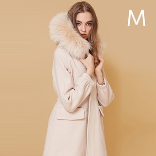 โค้ทกันหนาว สีครีม M Coatover รุ่น 434 COAT WITH FUR FOX HOOD เสื้อกันหนาว