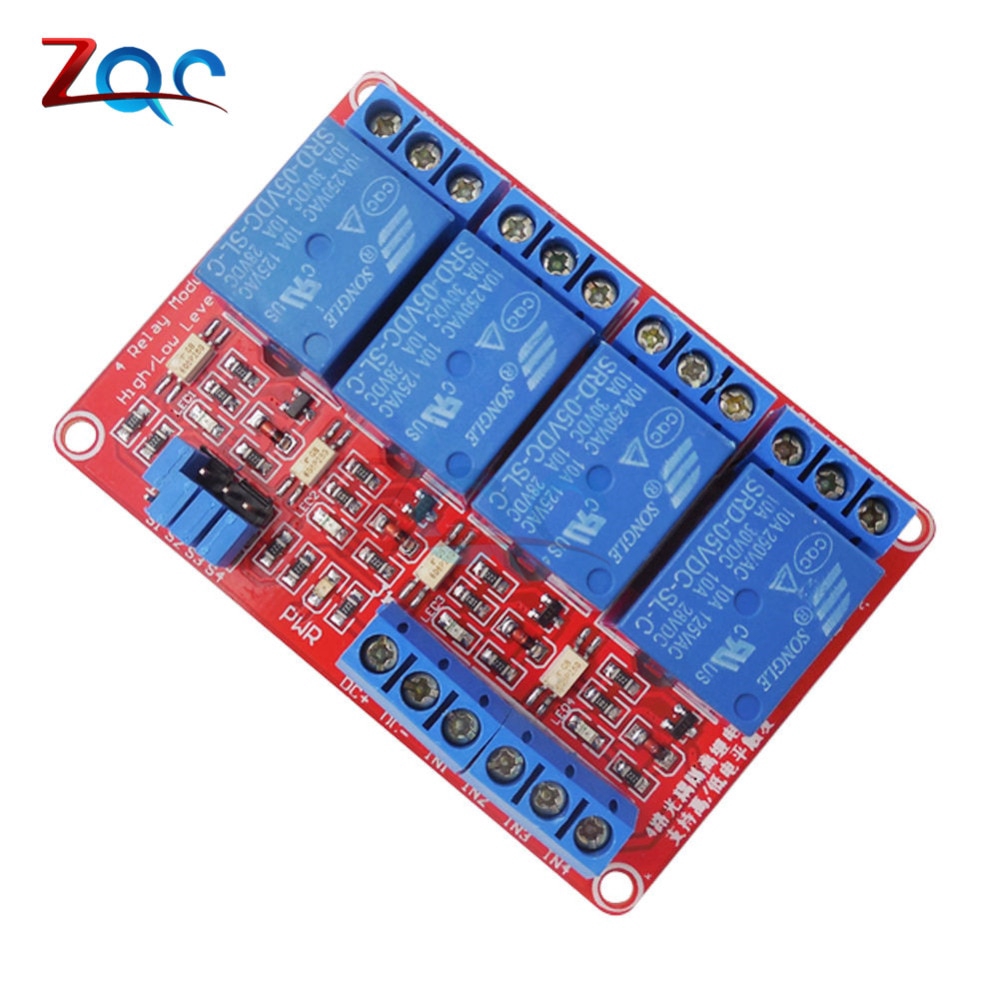 4 Channel 5V 12V 24V Relay Module Board Shield With Optocoupler Support High and Low Level Trigger