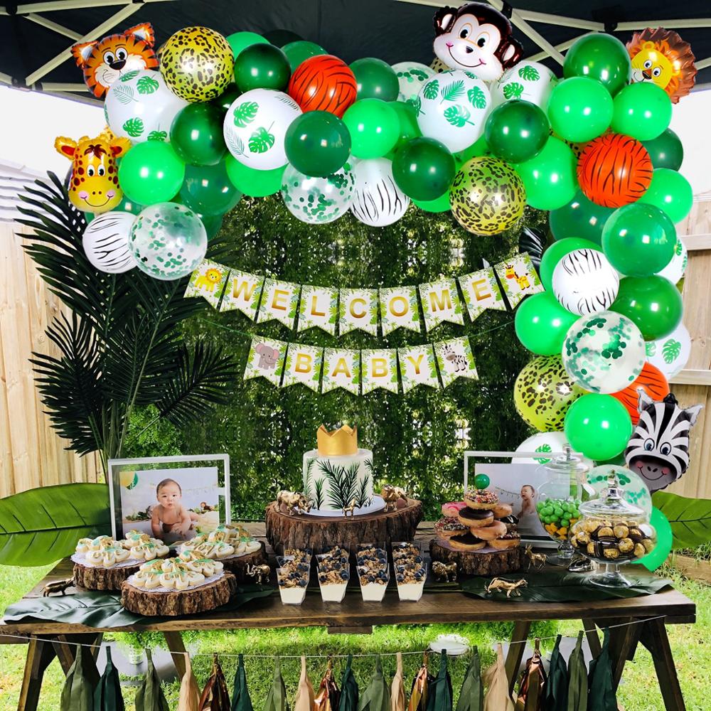 Patimate 167pcs Green Balloon Garland Latex Balloon Arch Safari Jungle Party Wild One Birthday Party Decoration Kids Shopee Thailand