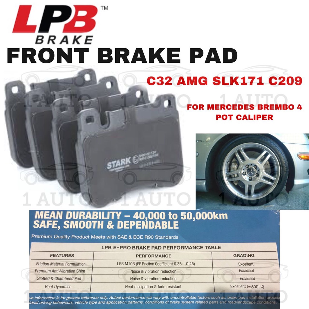 LPB E-PRO SEMI METALLIC ผ้าเบรคหน้า MERCEDES W203 C32 AMG SLK R171 W209 ( AMG 4 หม้อเบรค CALIPER TYP