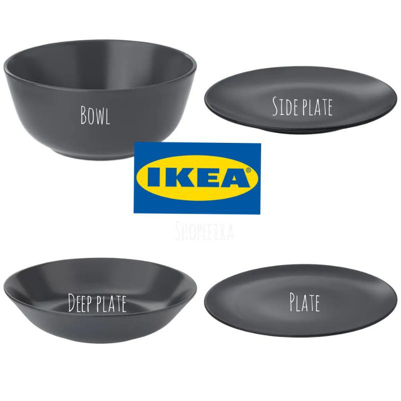 Pinggan/mangkuk Raya - IKEA DINERA-Dark Grey (จาน/จานลึก/จานข้าง/ชาม)