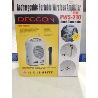 ตู้ลำโพงช่วยสอน ตู้ลำโพงอเนกประสงค์ แบบพกพา ชาร์จได้ DECCON PWS-210 USB Bluetooth FM Radioไมค์ 3ตัว พูดพร้อมกันได้ 2ตัว