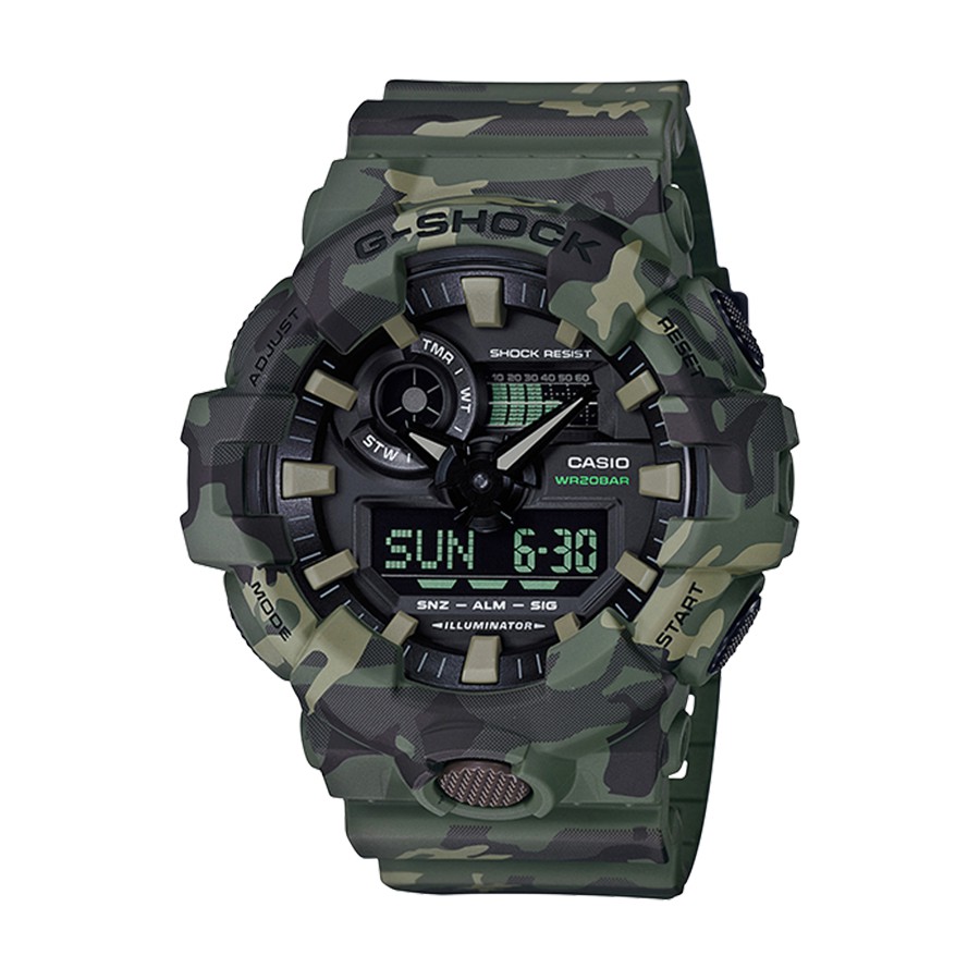 Casio G-Shock นาฬิกาข้อมือผู้ชาย สายเรซิ่น รุ่น GA-700CM,GA-700CM-3A - สีเขียวลายพราง