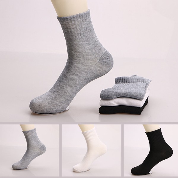 ถุงเท้า แบบบาง ข้อกลาง สีเทา/ดำ/ขาว #2