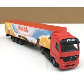 1/87 Trailer Ad Truck หัวลากสีแดง รุ่น Benz Actros โฆษณา Punica (รถยาว 19 cm)