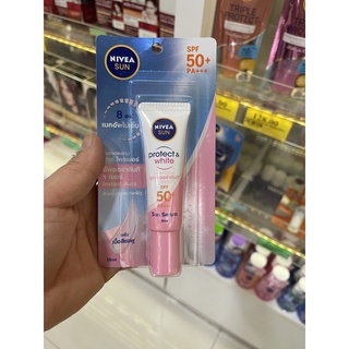 Nivea sun protect&amp;white SPF 50++PA sun serum [15ml.] นีเวีย ซัน โพรเทค&amp;ไวท์ ผสมกันแดดเซรั่มเนื้อสีชมพู