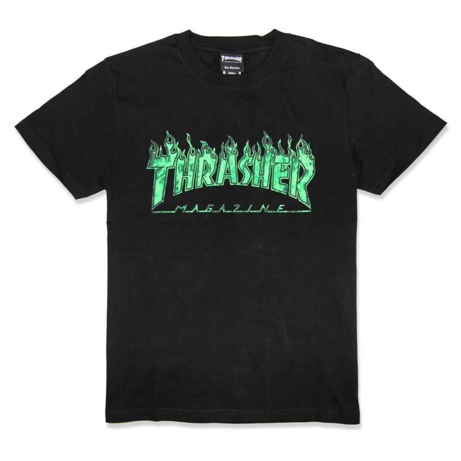 SLUM LTD - THRASHER SPLATTER FLAME Tee Black