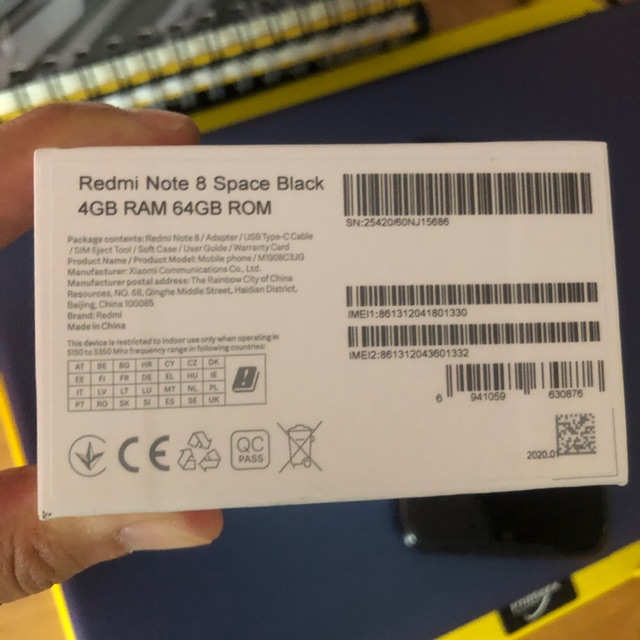✅โทรศัพท์มือถือสีดำ Redmi Note 8 Space Black 4GB Ram 64 GB
