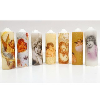 เทียนแท่ง ลาย นางฟ้า - Handmade unscented candle angel vintage design 2